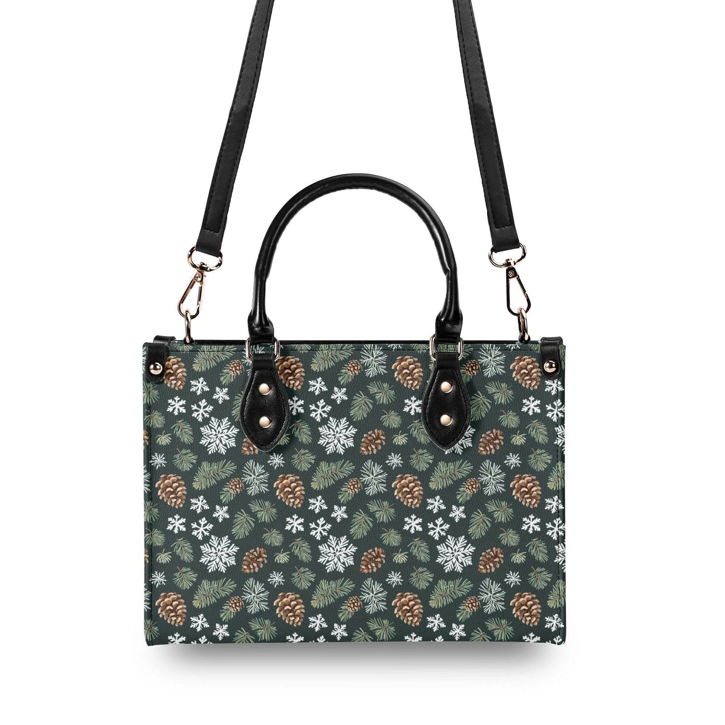 Snowflake Pine Luxury Women Leather Handbag - DeRose Seasonal