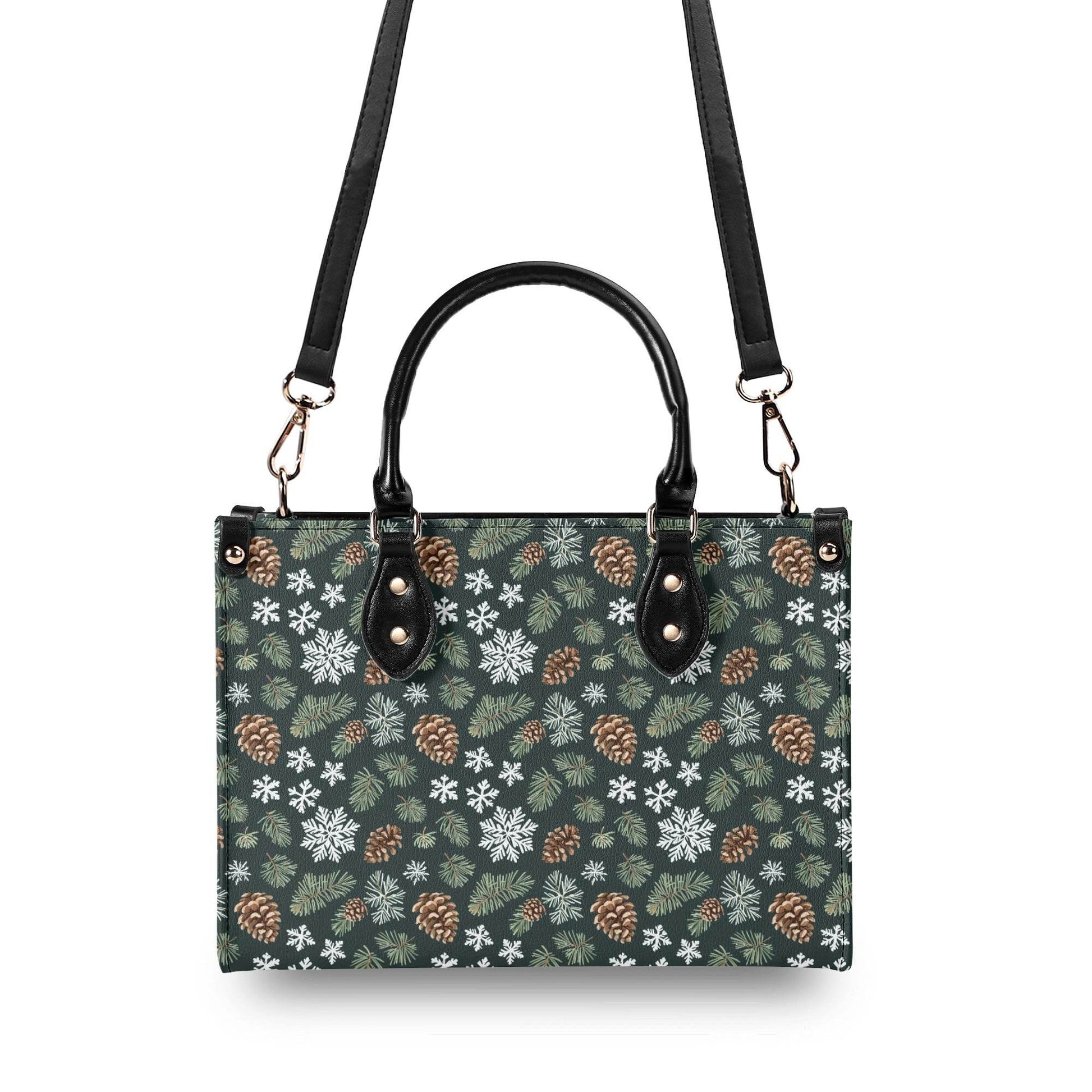 Snowflake Pine Luxury Women Leather Handbag - DeRose Seasonal