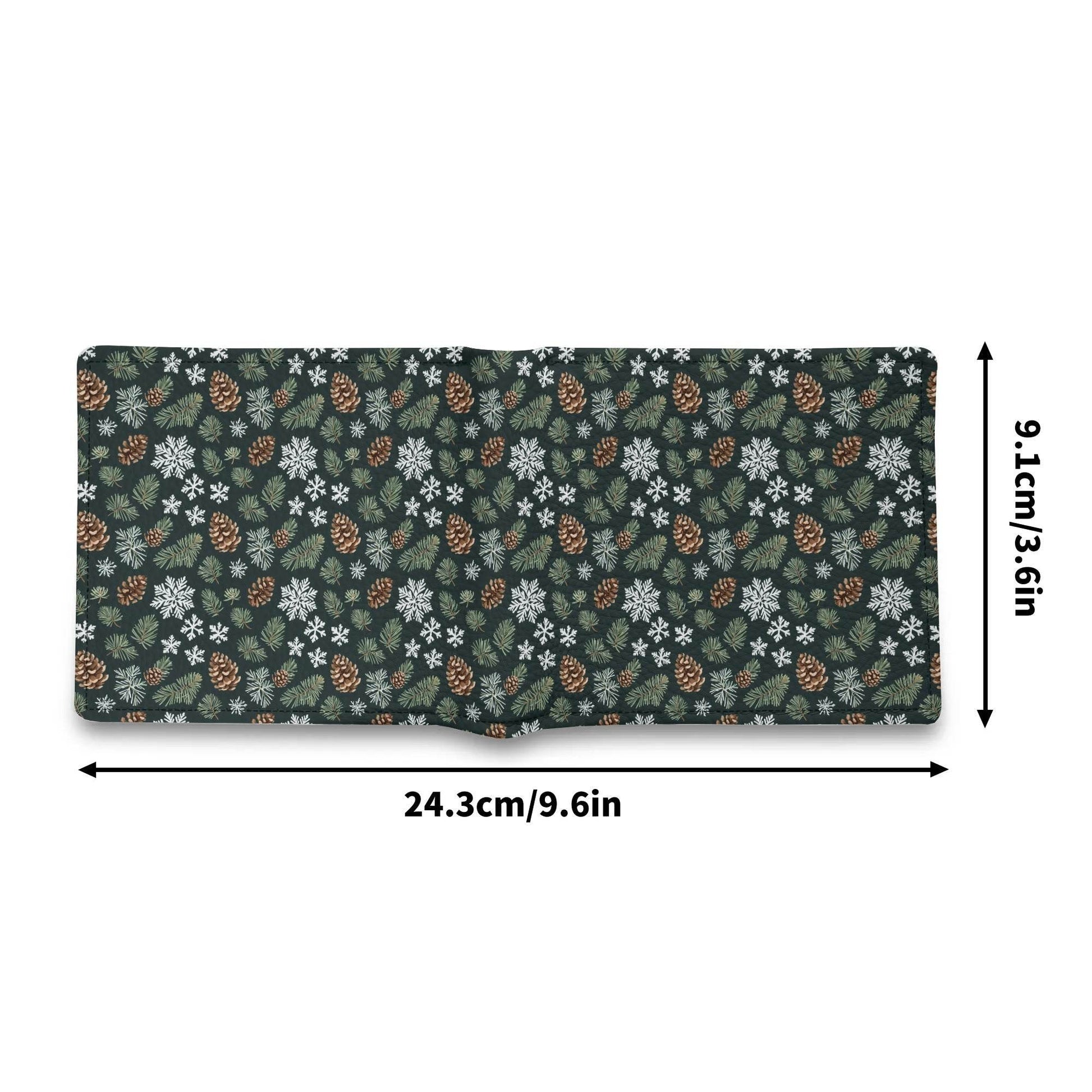 Snowflake Pine Men's Minimalist Leather Folded Wallet - DeRose Seasonal