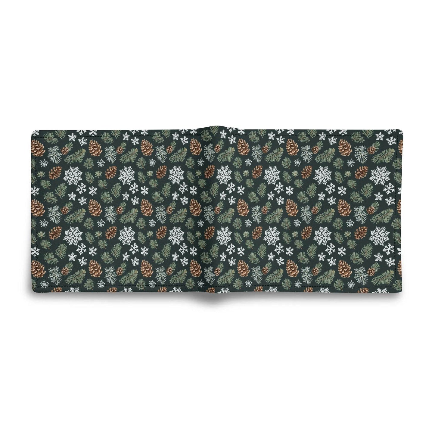 Snowflake Pine Men's Minimalist Leather Folded Wallet - DeRose Seasonal
