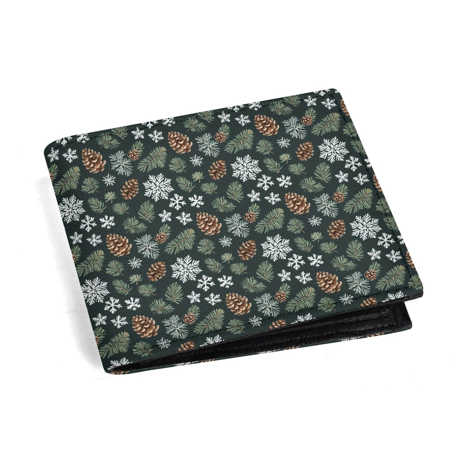 Snowflake Pine Men's Minimalist Leather Folded Wallet - DeRose Seasonal