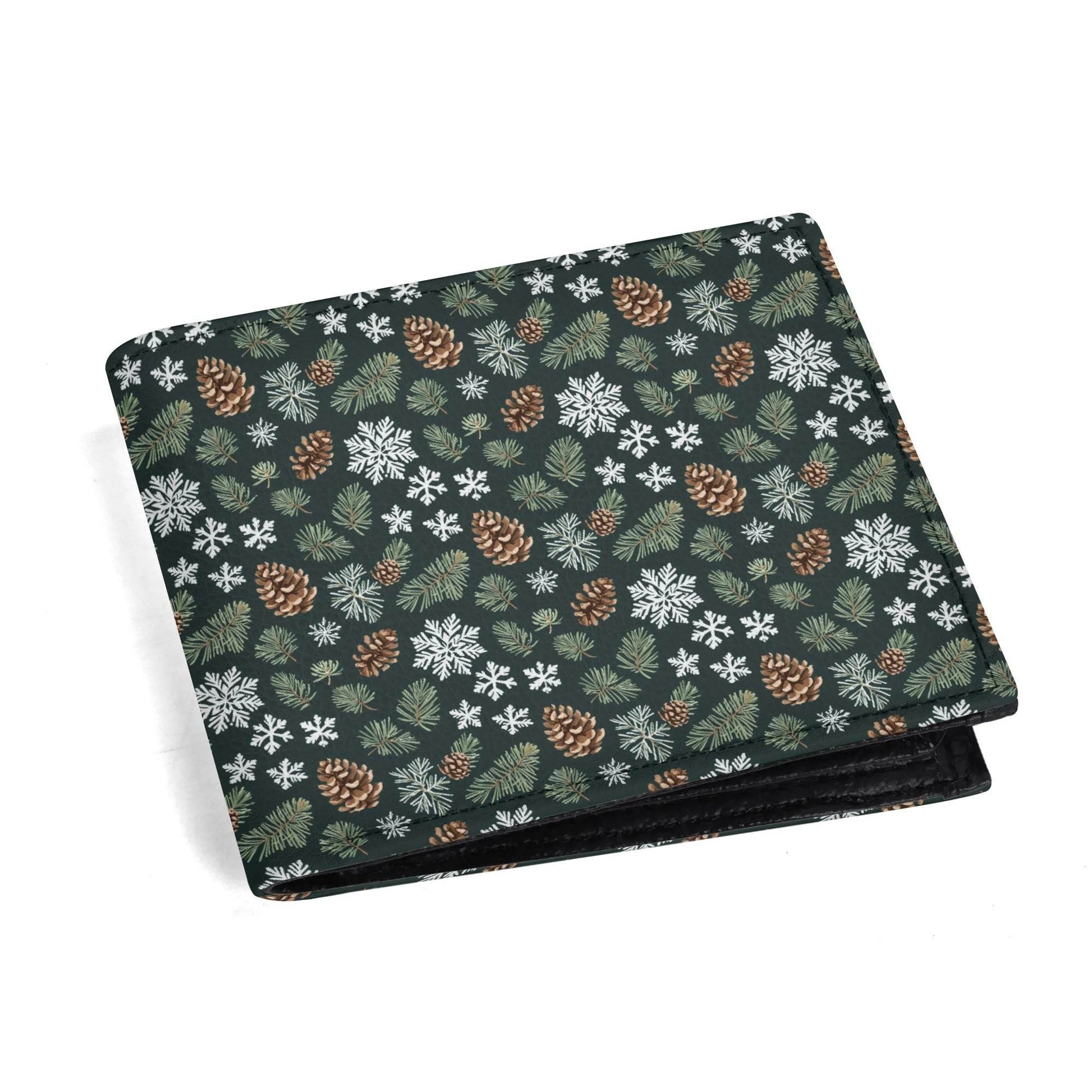 Snowflake Pine Men's Minimalist Leather Folded Wallet - DeRose Seasonal