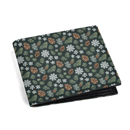 Snowflake Pine Men's Minimalist Leather Folded Wallet - DeRose Seasonal