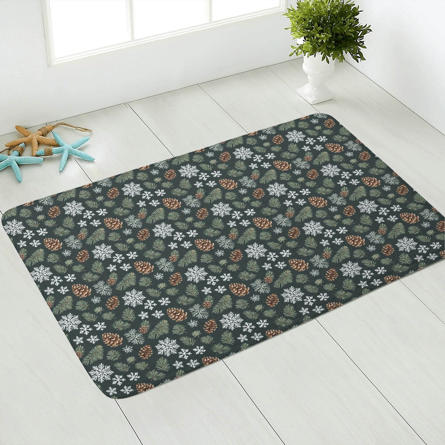 Snowflake Pine Plush Indoor Doormat - DeRose Seasonal