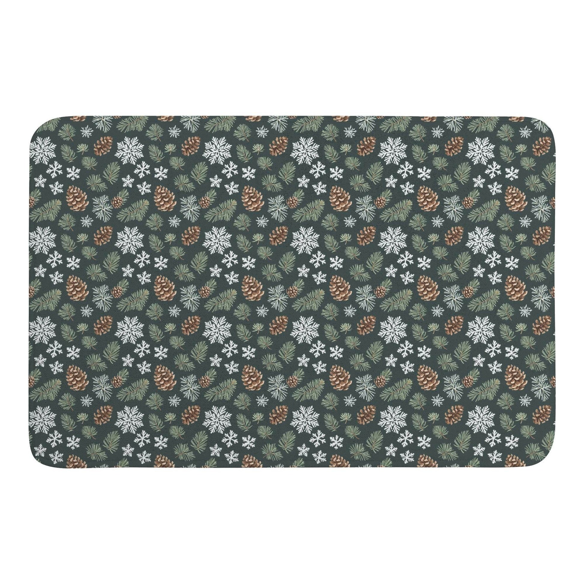 Snowflake Pine Plush Indoor Doormat - DeRose Seasonal
