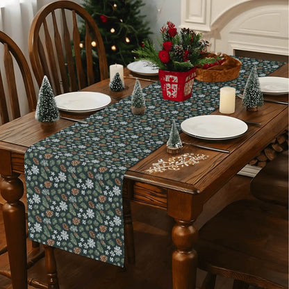 Snowflake Pine Polyester Table Runner - DeRose Seasonal