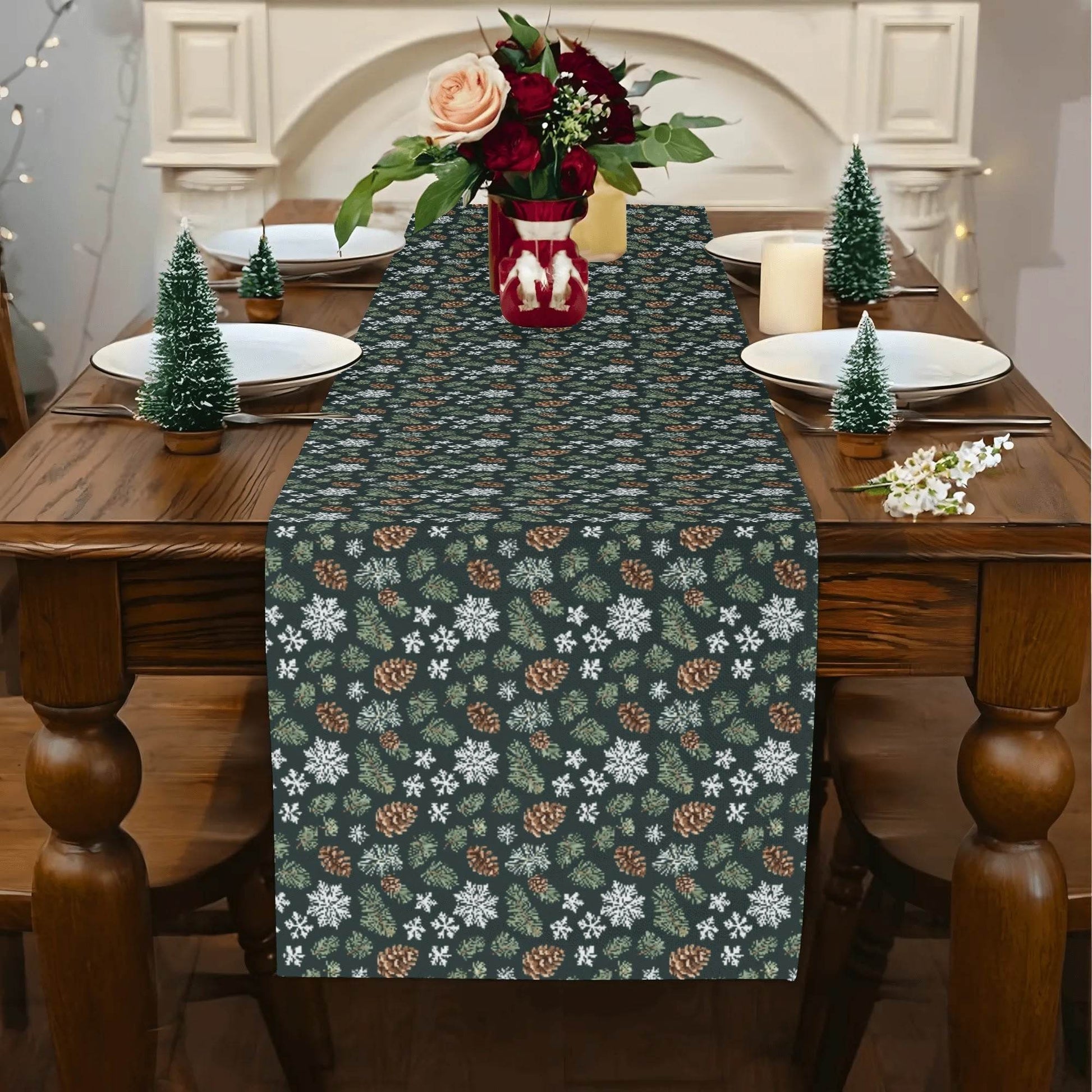 Snowflake Pine Polyester Table Runner - DeRose Seasonal