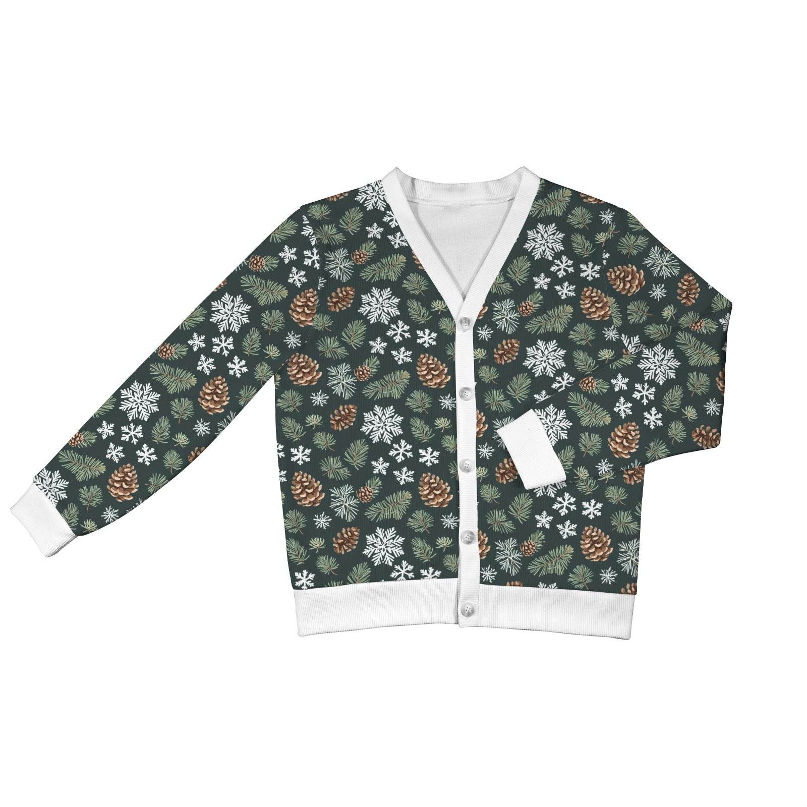 Snowflake Pine Women's Cardigan Button Sweater Custom Women's Cardigan (Model H73) - DeRose Seasonal