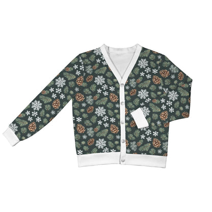 Snowflake Pine Women's Cardigan Button Sweater Custom Women's Cardigan (Model H73) - DeRose Seasonal