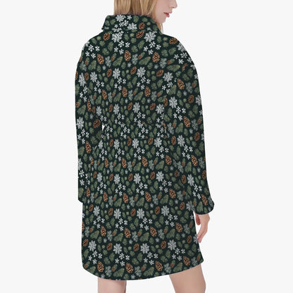 Snowflake Pine Women's Loose-fitting Bathrobe - DeRose Seasonal