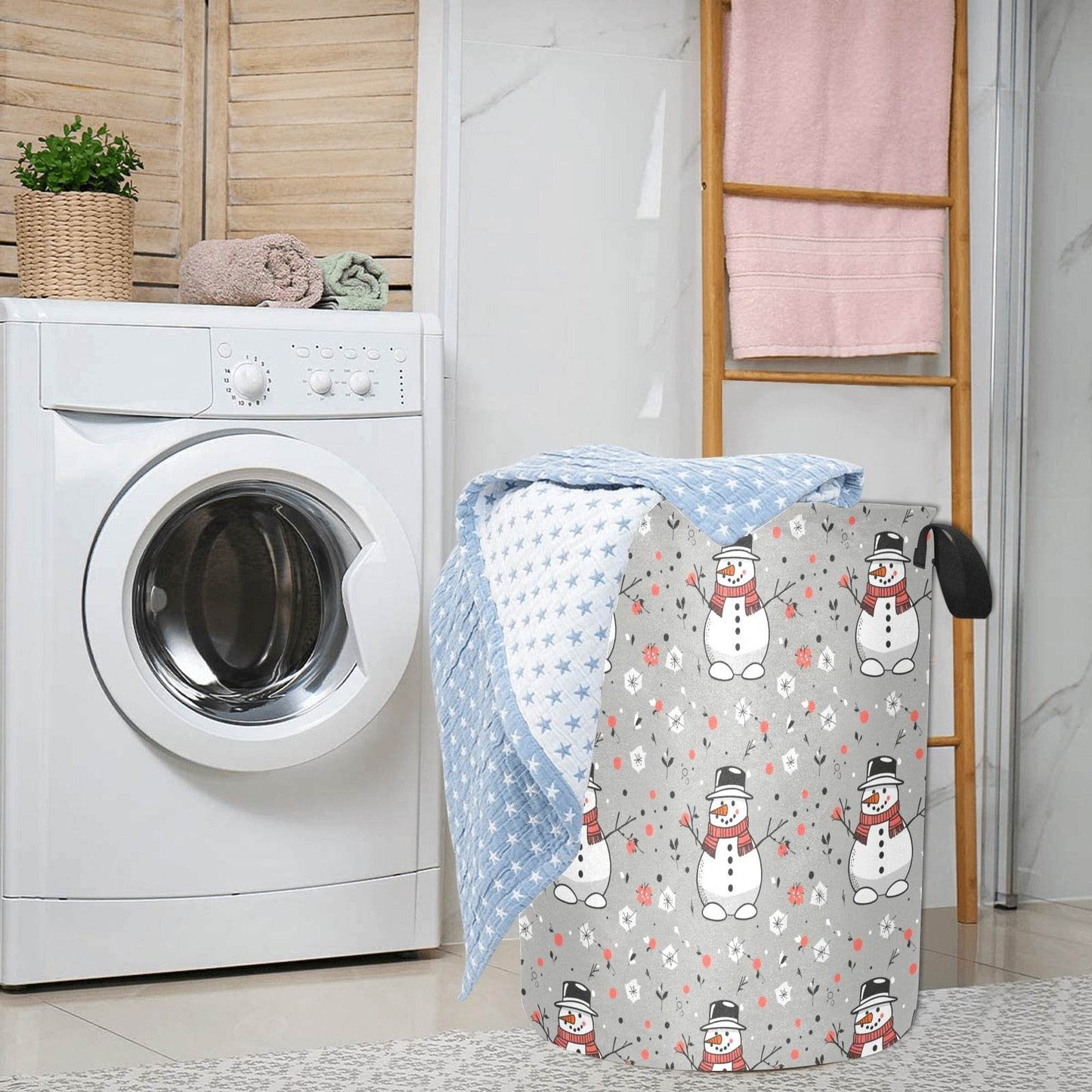 Snowman Polyester Laundry and Blanket Basket - DeRose Seasonal