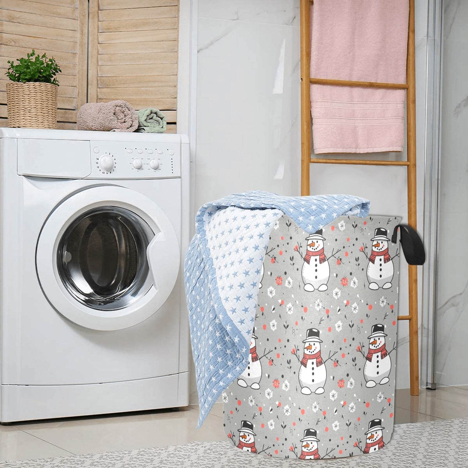 Snowman Polyester Laundry and Blanket Basket - DeRose Seasonal