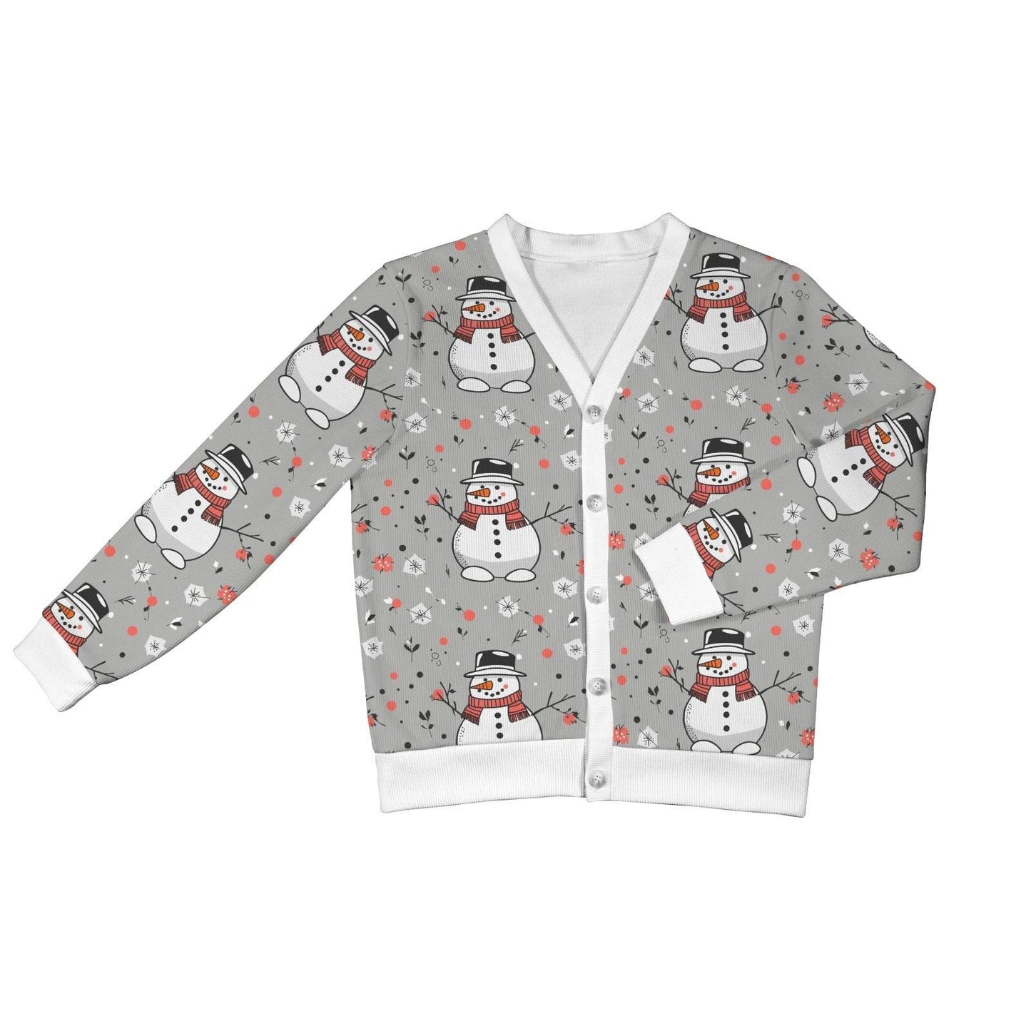 Snowman Women's Cardigan Button Sweater Custom Women's Cardigan (Model H73) - DeRose Seasonal