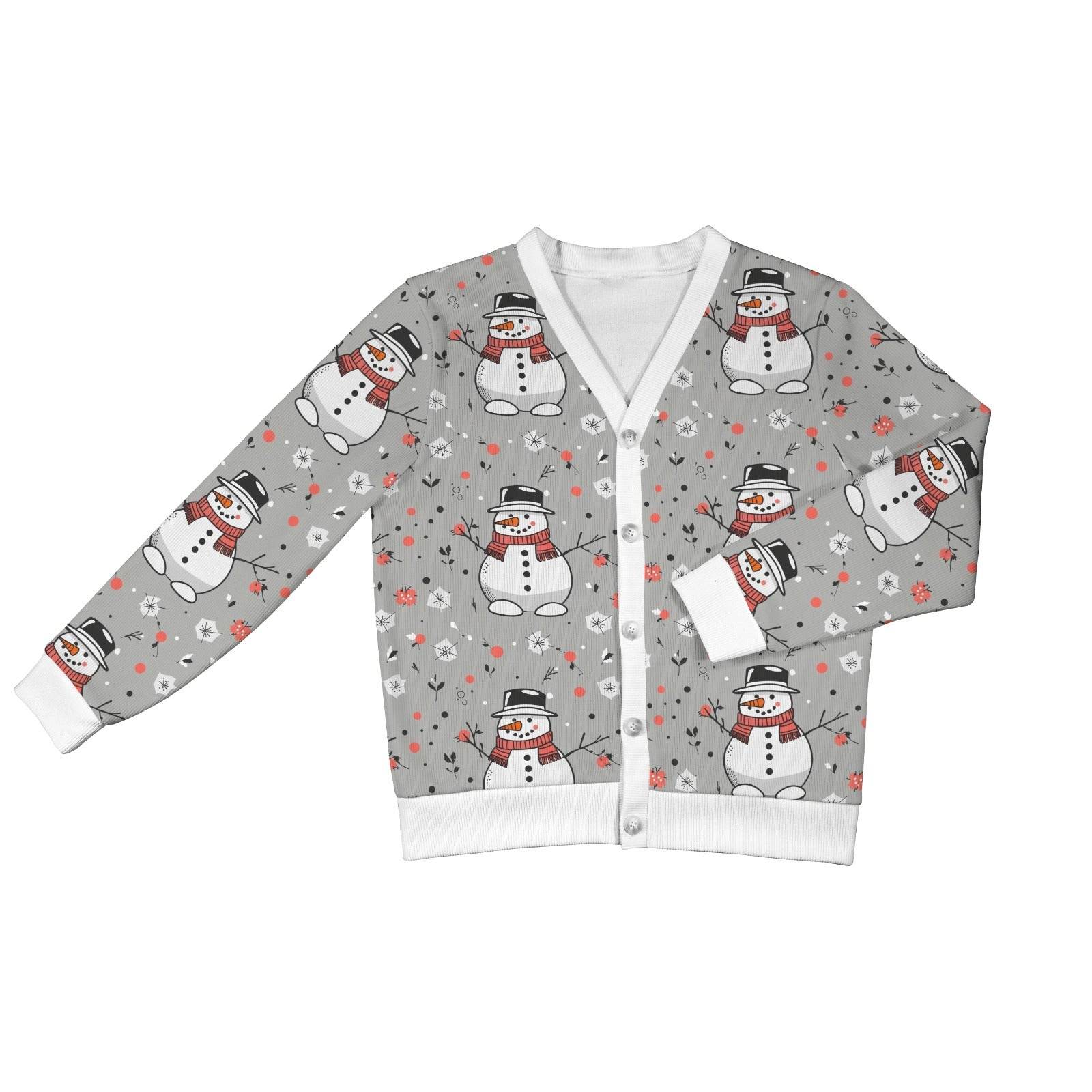 Snowman Women's Cardigan Button Sweater Custom Women's Cardigan (Model H73) - DeRose Seasonal