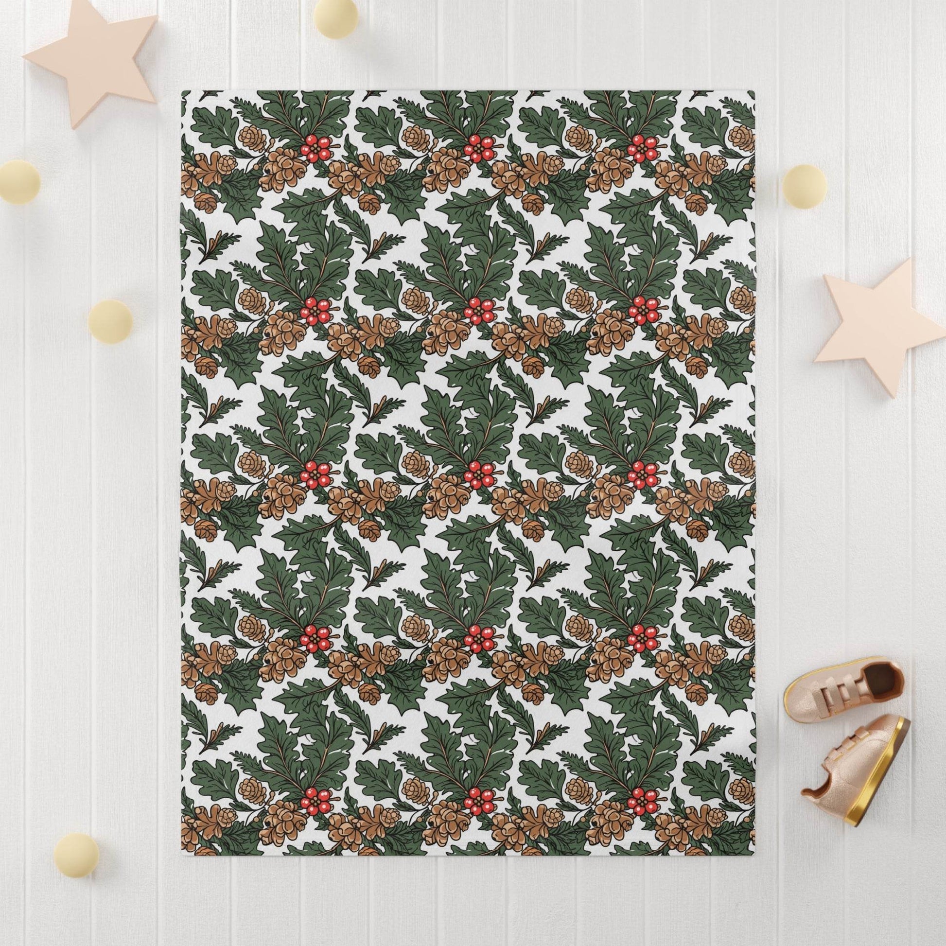 Soft Fleece Baby Holly Pine Blanket - DeRose Seasonal