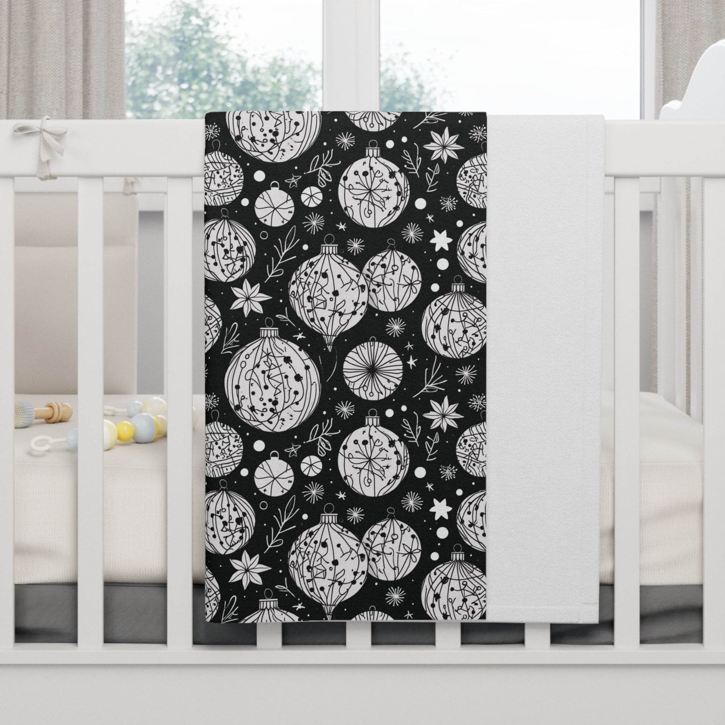 Soft Fleece Baby Black and White Ornament Blanket - DeRose Seasonal