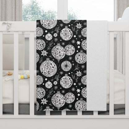 Soft Fleece Baby Black and White Ornament Blanket - DeRose Seasonal
