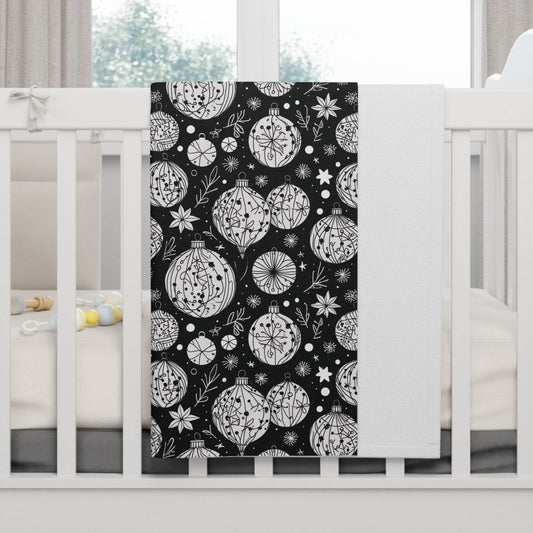 Soft Fleece Baby Black and White Ornament Blanket - DeRose Seasonal