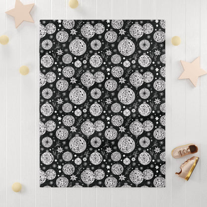 Soft Fleece Baby Black and White Ornament Blanket - DeRose Seasonal