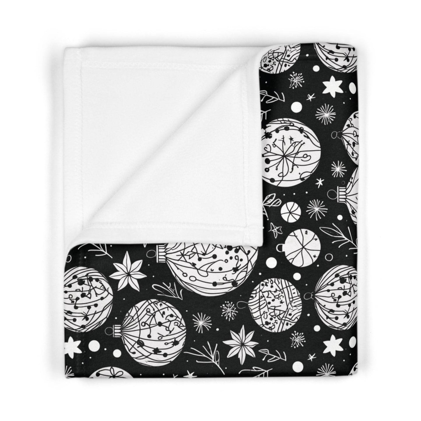 Soft Fleece Baby Black and White Ornament Blanket - DeRose Seasonal