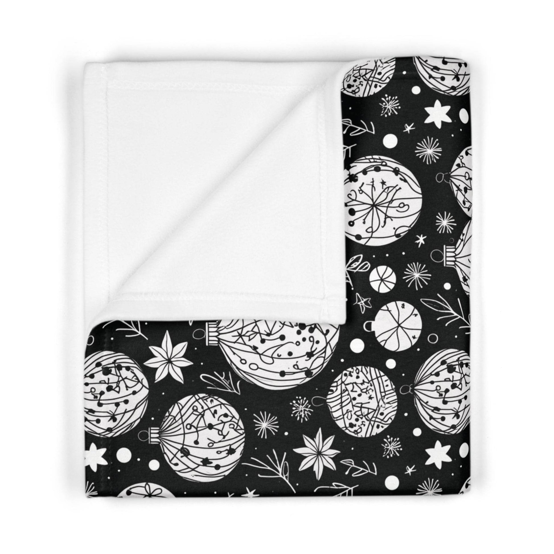 Soft Fleece Baby Black and White Ornament Blanket - DeRose Seasonal