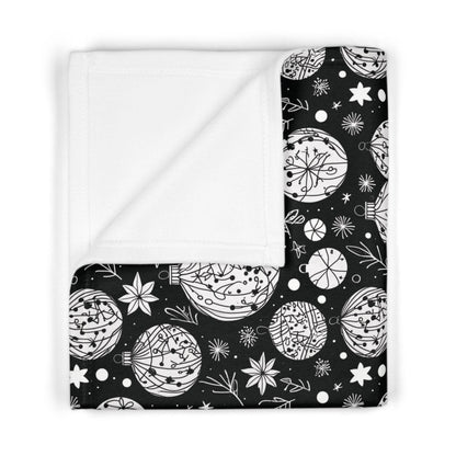 Soft Fleece Baby Black and White Ornament Blanket - DeRose Seasonal