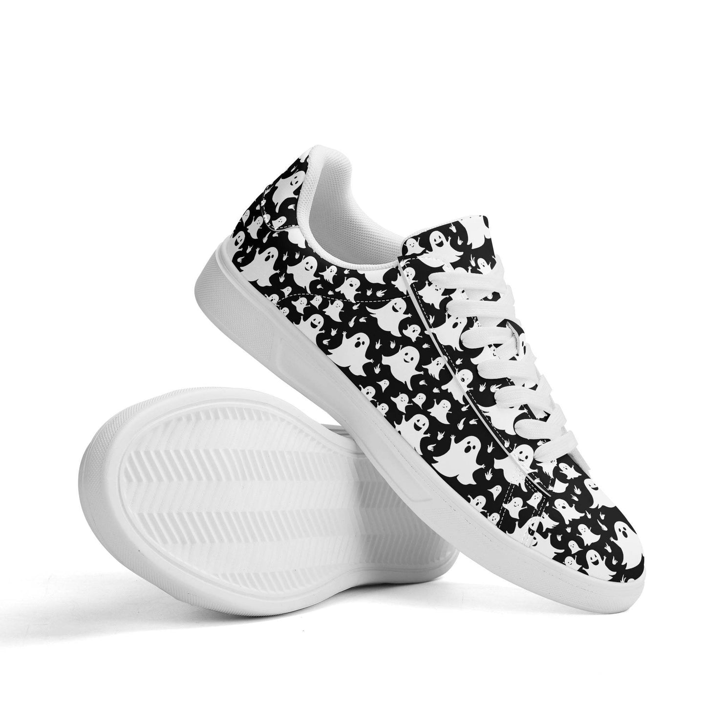 Spooky Ghost Adult Lightweight Brand Low Top Leather Shoes - DeRose Seasonal