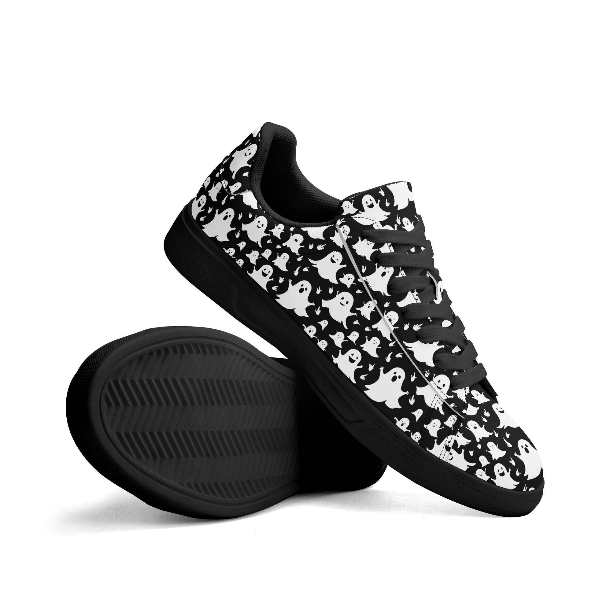 Spooky Ghost Adult Lightweight Brand Low Top Leather Shoes - DeRose Seasonal