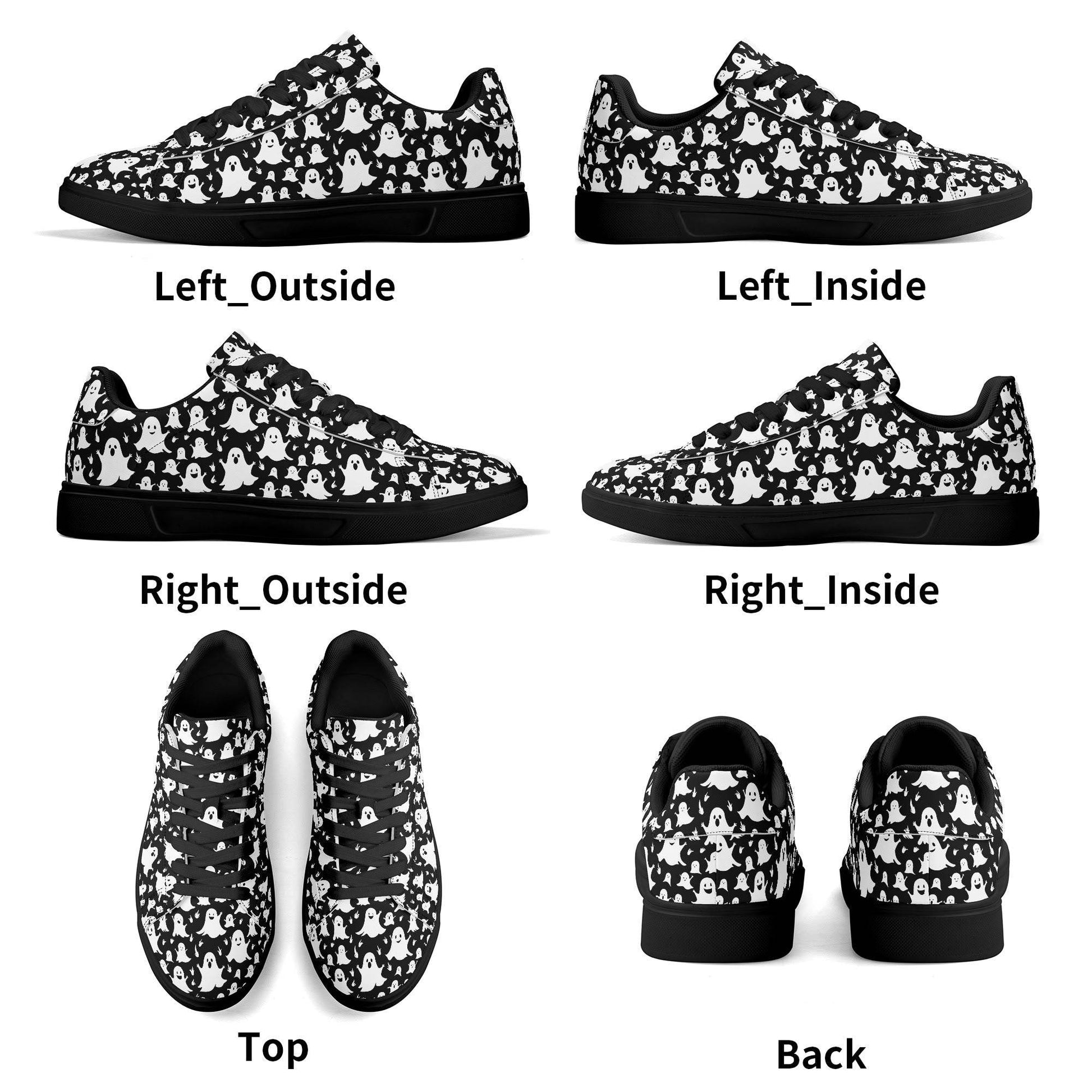 Spooky Ghost Adult Lightweight Brand Low Top Leather Shoes - DeRose Seasonal