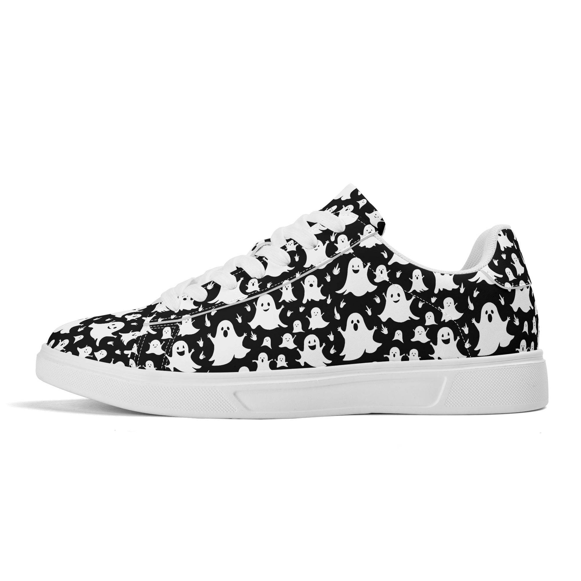Spooky Ghost Adult Lightweight Brand Low Top Leather Shoes - DeRose Seasonal