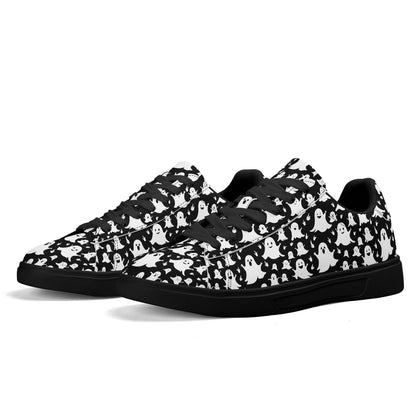 Spooky Ghost Adult Lightweight Brand Low Top Leather Shoes - DeRose Seasonal