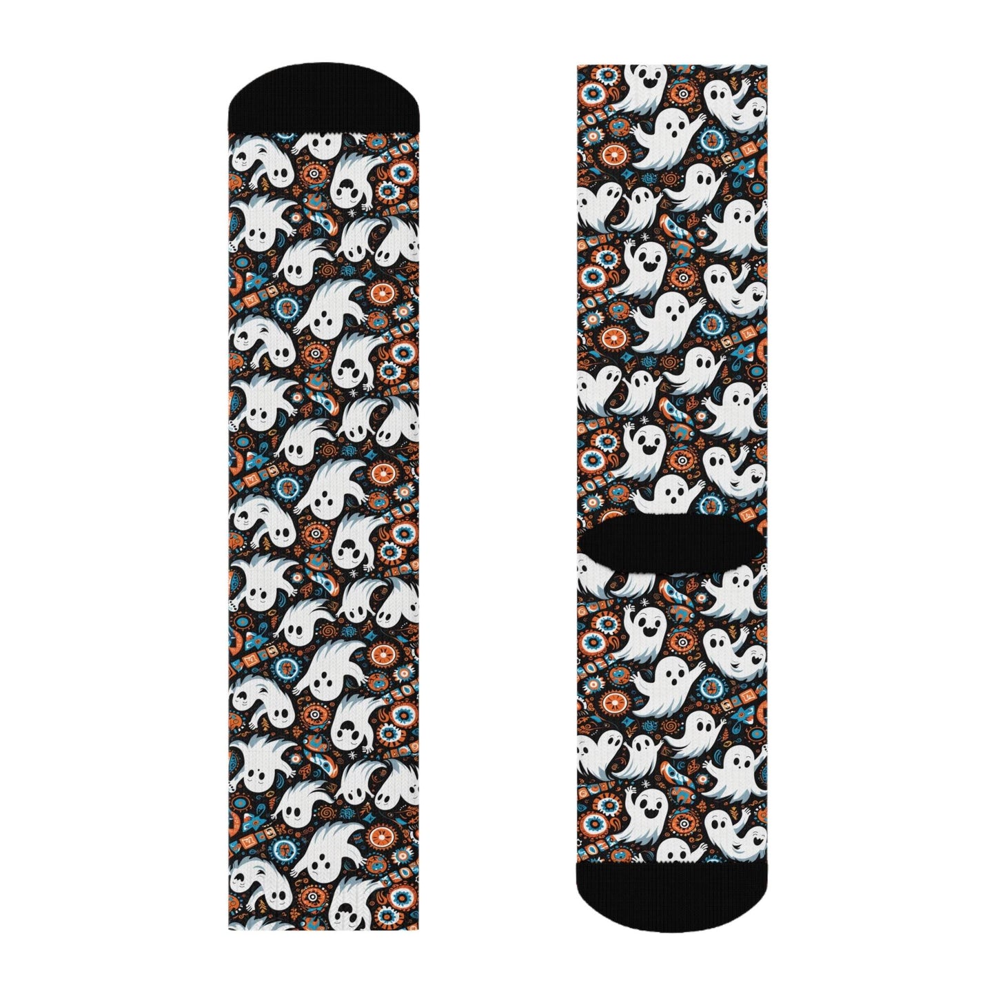 Ghosts Polyester Halloween Crew Socks 3 sizes - DeRose Seasonal