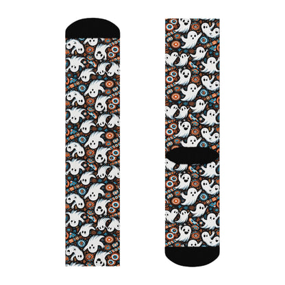 Ghosts Polyester Halloween Crew Socks 3 sizes - DeRose Seasonal