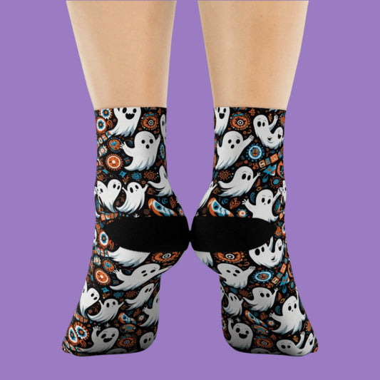 Ghosts Polyester Halloween Crew Socks 3 sizes - DeRose Seasonal