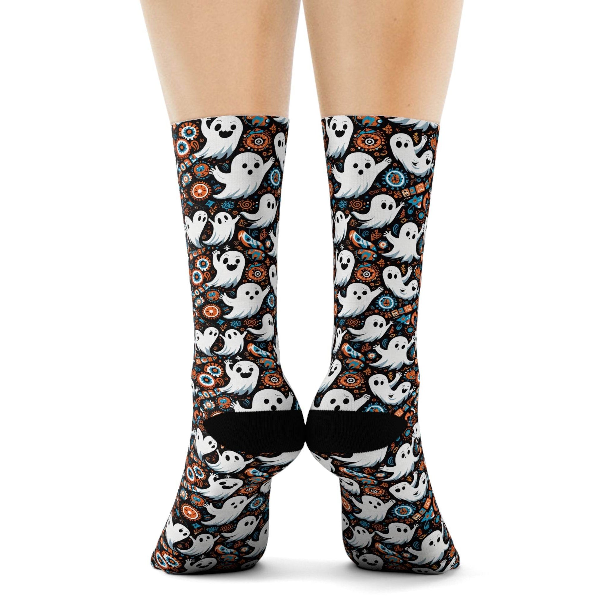 Ghosts Polyester Halloween Crew Socks 3 sizes - DeRose Seasonal