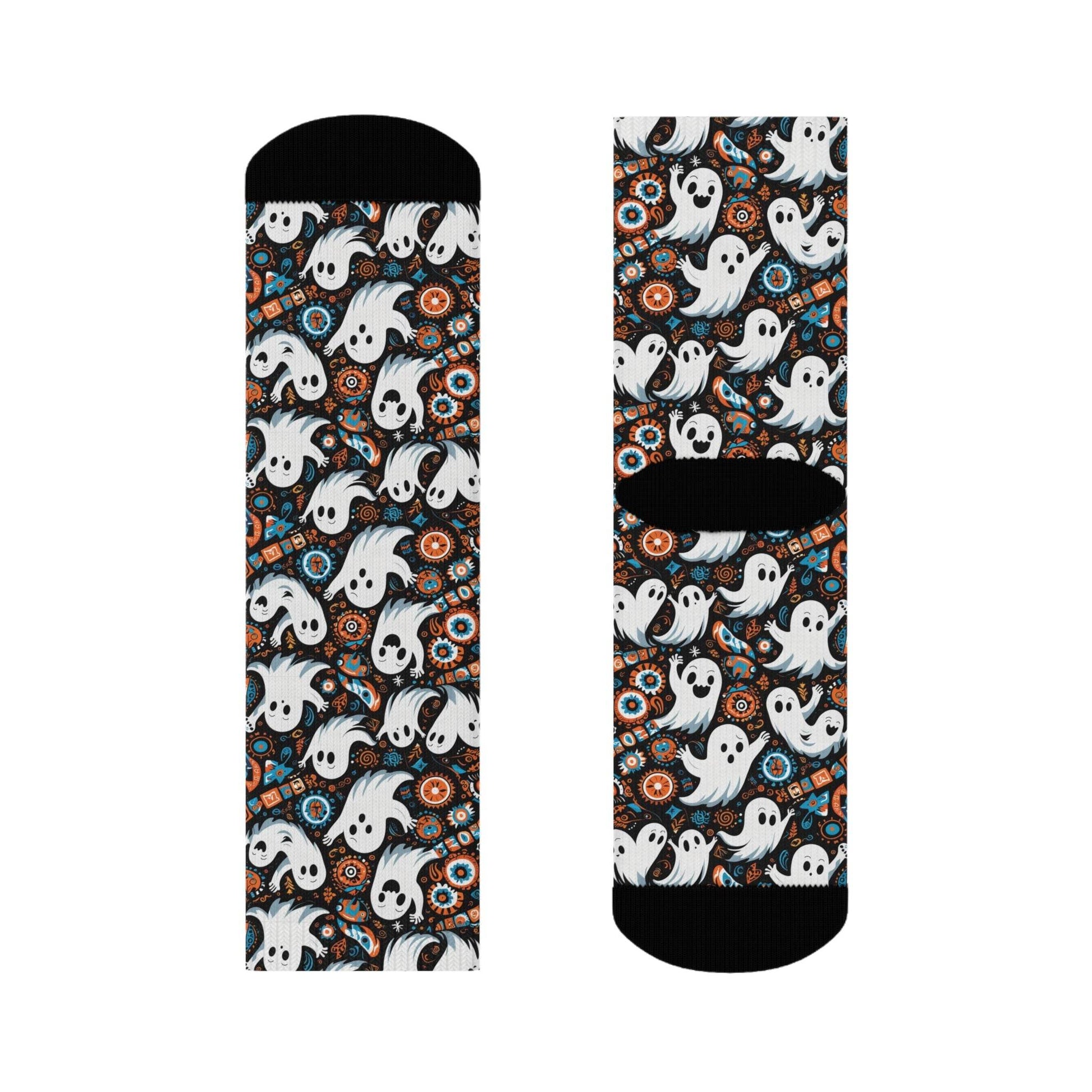 Ghosts Polyester Halloween Crew Socks 3 sizes - DeRose Seasonal