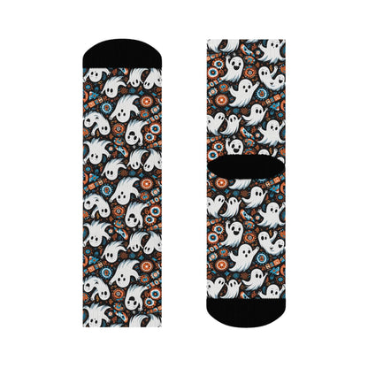 Ghosts Polyester Halloween Crew Socks 3 sizes - DeRose Seasonal