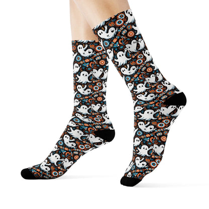 Ghosts Polyester Halloween Crew Socks 3 sizes - DeRose Seasonal