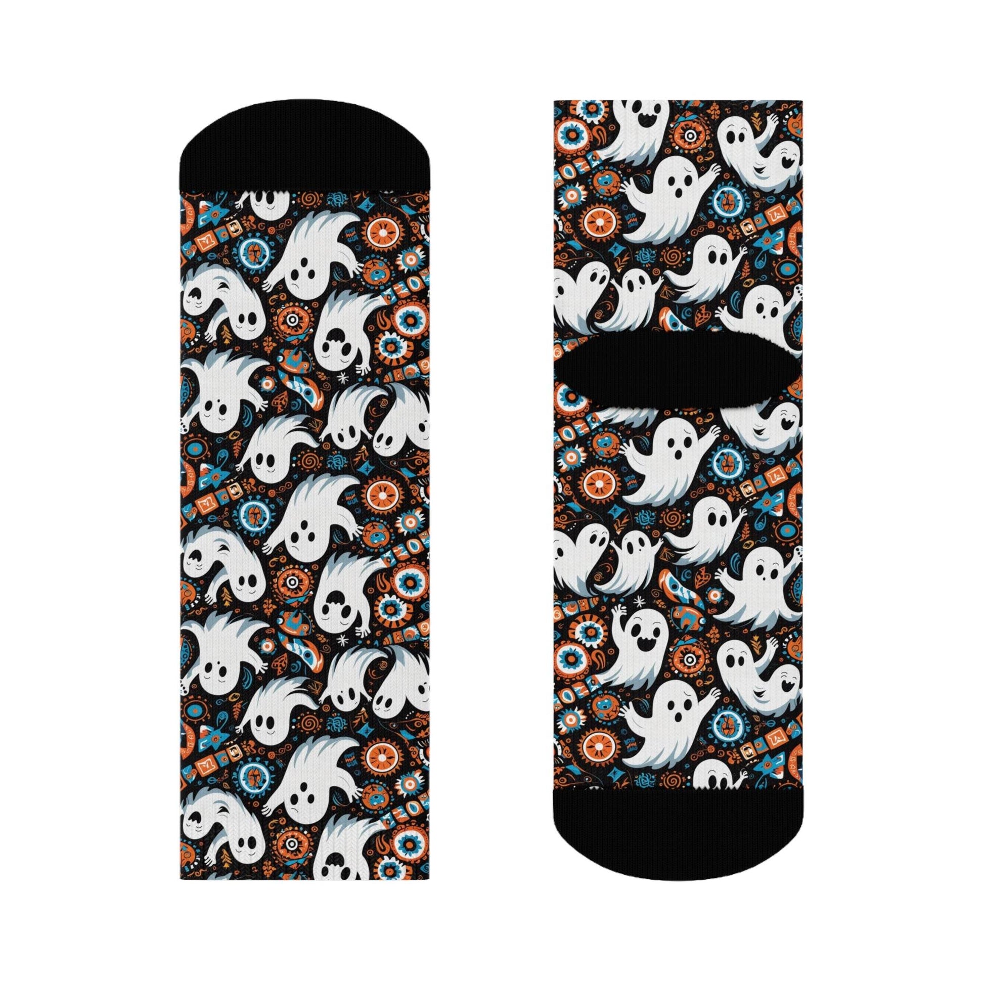 Ghosts Polyester Halloween Crew Socks 3 sizes - DeRose Seasonal