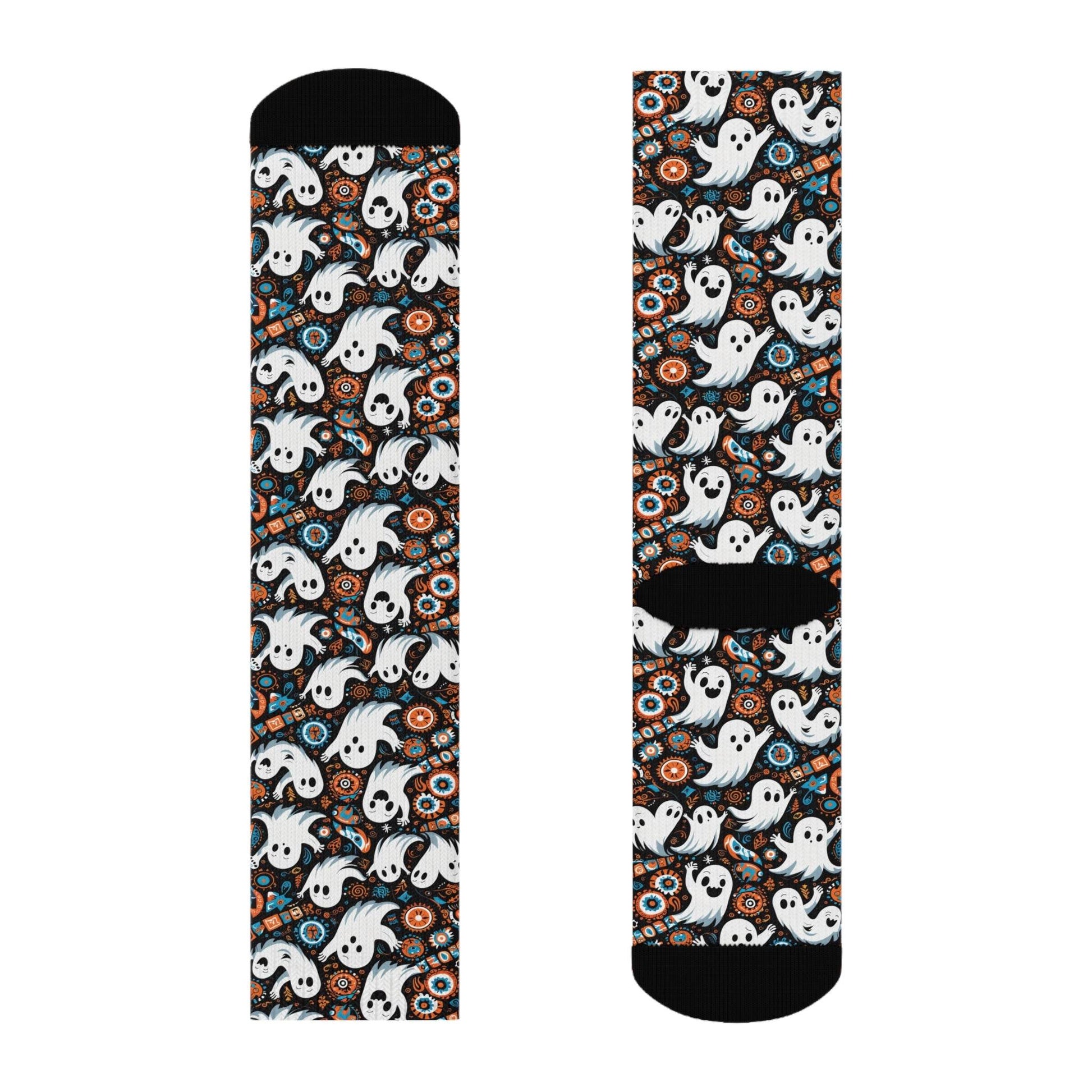 Ghosts Polyester Halloween Crew Socks 3 sizes - DeRose Seasonal