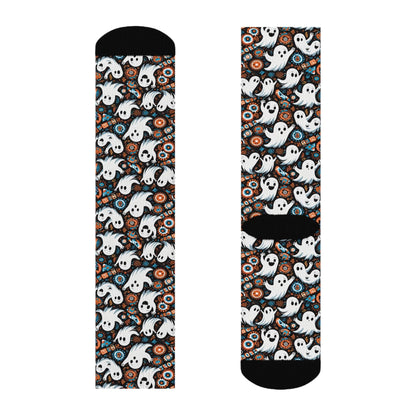 Ghosts Polyester Halloween Crew Socks 3 sizes - DeRose Seasonal