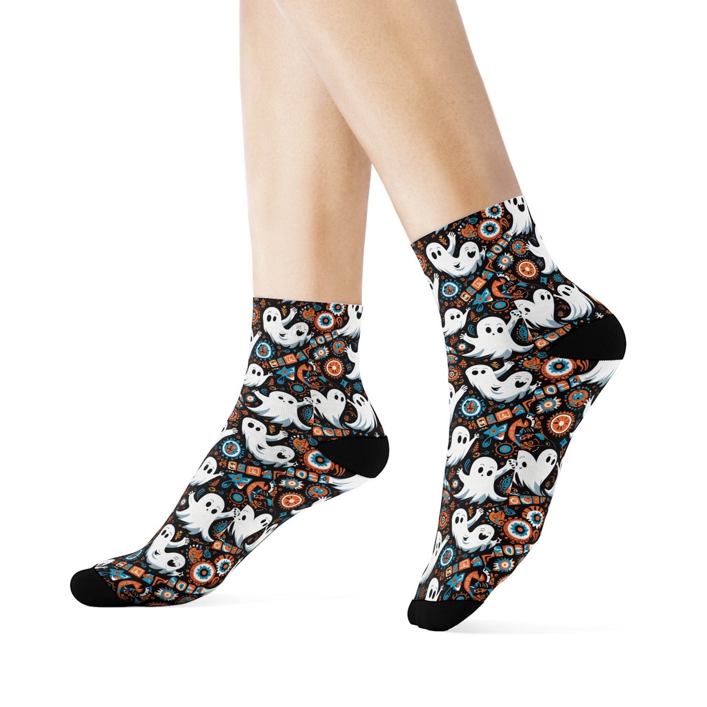 Ghosts Polyester Halloween Crew Socks 3 sizes - DeRose Seasonal
