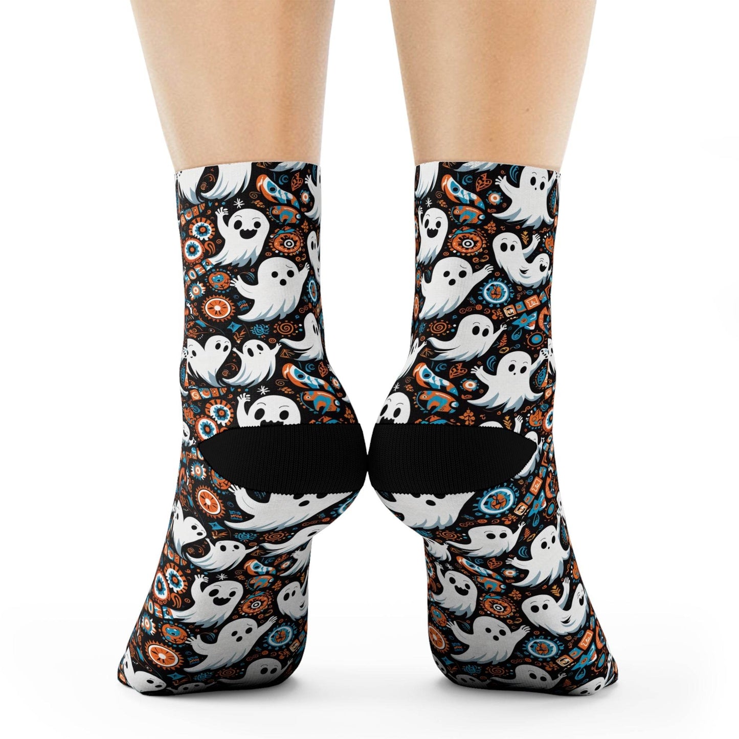 Ghosts Polyester Halloween Crew Socks 3 sizes - DeRose Seasonal