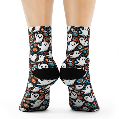 Ghosts Polyester Halloween Crew Socks 3 sizes - DeRose Seasonal