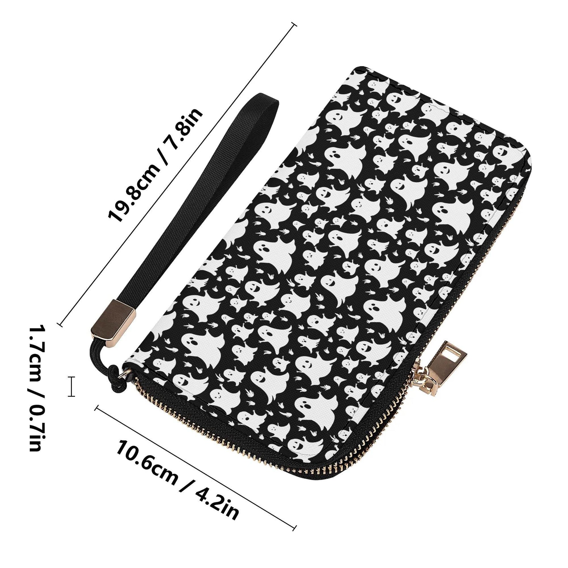 Spooky Ghost Leather Women's Zipper Wristlet Wallet - DeRose Seasonal