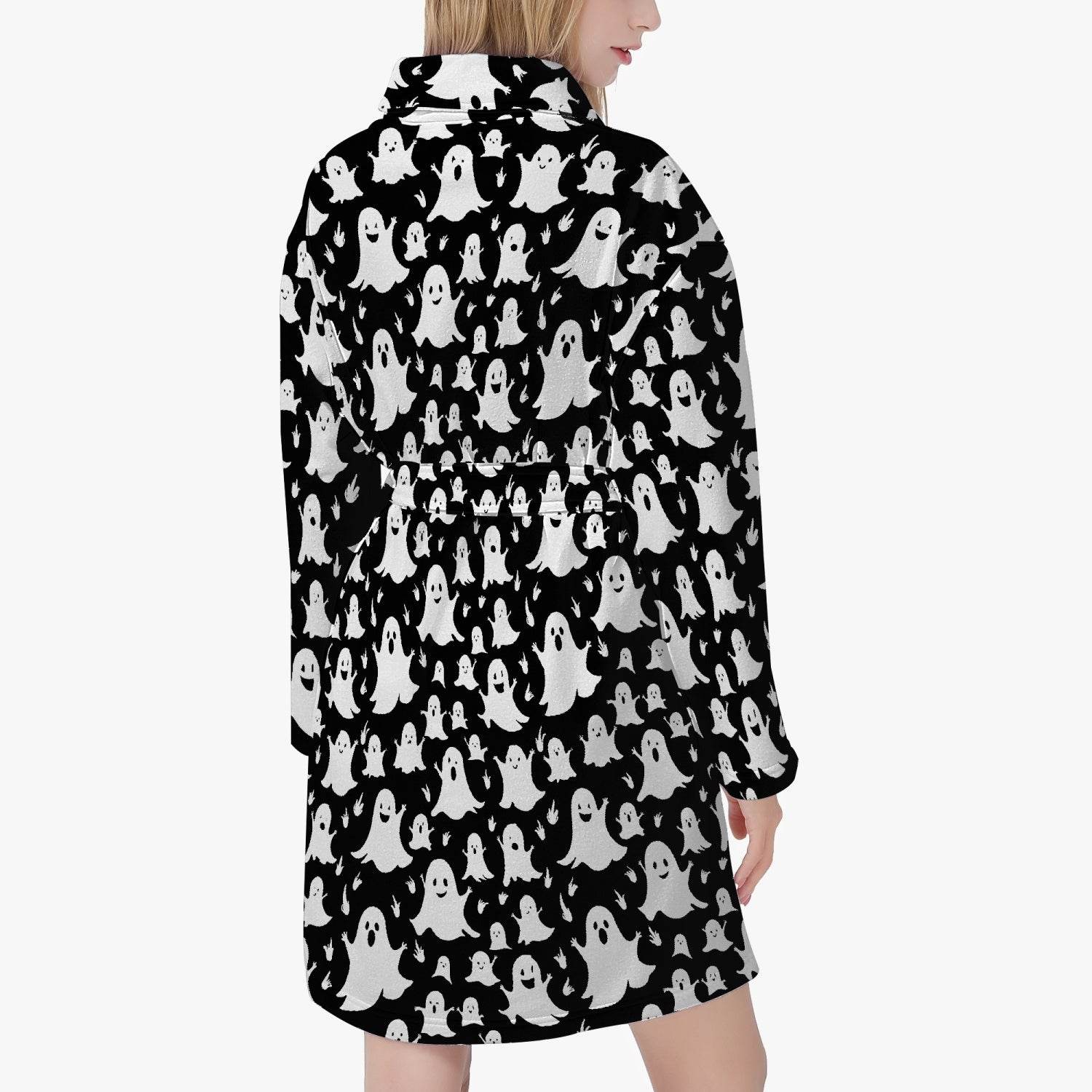 Spooky Ghost Women's Loose-fitting Bathrobe - DeRose Seasonal