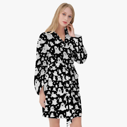 Spooky Ghost Women's Loose-fitting Bathrobe - DeRose Seasonal