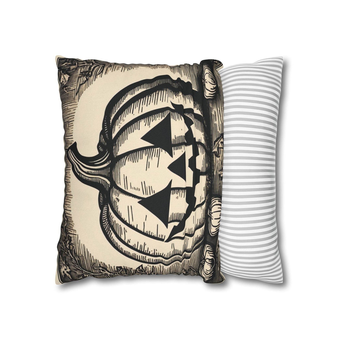 Square Jack-O-Lantern Spun Polyester Pillowcase - DeRose Seasonal