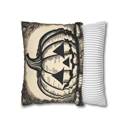 Square Jack-O-Lantern Spun Polyester Pillowcase - DeRose Seasonal