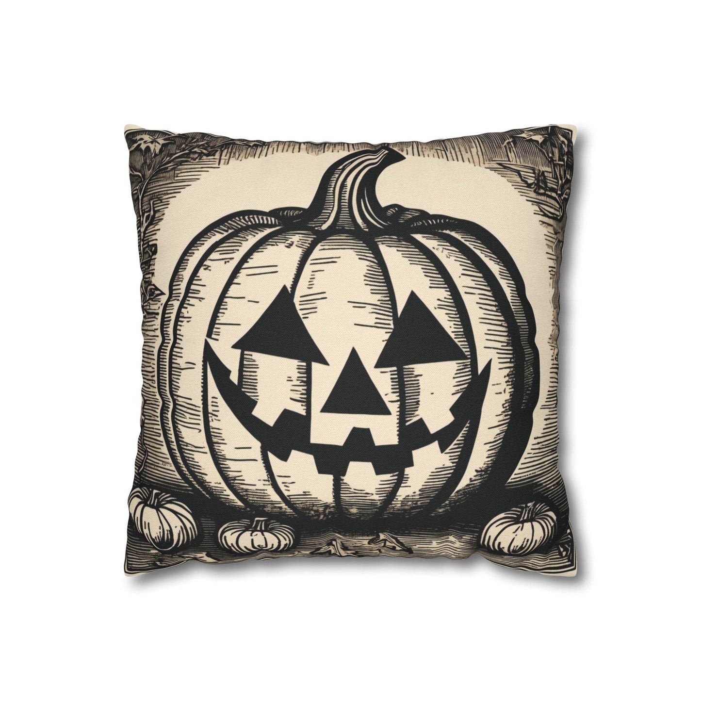 Square Jack-O-Lantern Spun Polyester Pillowcase - DeRose Seasonal